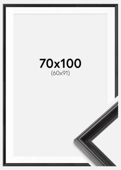 Ramme Gala Sort 70x100 cm - Passepartout Hvid 61x92 cm