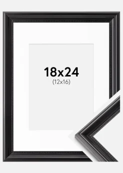 Ramme Gala Sort 18x24 cm - Passepartout Hvid 13x17 cm