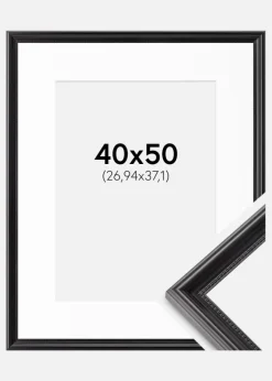 Ramme Gala Sort 40x50 cm - Passepartout Hvid 11x15 inches