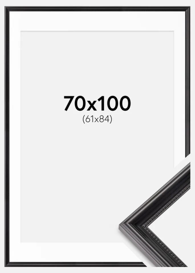 Ramme Gala Sort 70x100 cm - Passepartout Hvid 62x85 cm