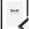 Ramme Gala Sort 30x40 cm - Passepartout Hvid 8x12 inches