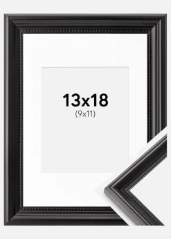 Ramme Gala Sort 13x18 cm - Passepartout Hvid 10x12 cm