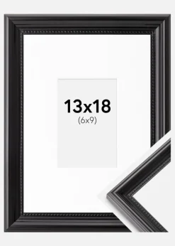 Ramme Gala Sort 13x18 cm - Passepartout Hvid 7x10 cm