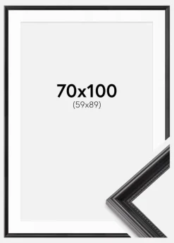 Ramme Gala Sort 70x100 cm - Passepartout Hvid 60x90 cm