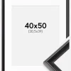 Ramme Gala Sort 40x50 cm - Passepartout Hvid 31,5x40 cm