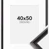 Ramme Gala Sort 40x50 cm - Passepartout Hvid 27,5x37 cm
