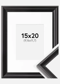 Ramme Gala Sort 15x20 cm - Passepartout Hvid 4x5 inches