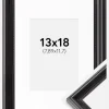 Ramme Gala Sort 13x18 cm - Passepartout Hvid 3,5x5 inches