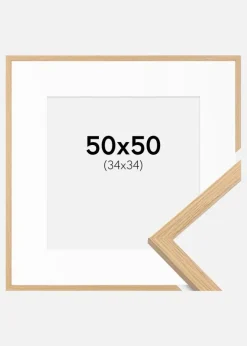 Ramme Galant Eg 50x50 cm - Passepartout Hvid 35x35 cm