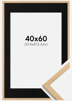 Ramme Galant Eg 40x60 cm - Passepartout Sort 32,9x48,3 cm (A3+)