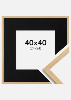 Ramme Galant Eg 40x40 cm - Passepartout Sort 25x25 cm