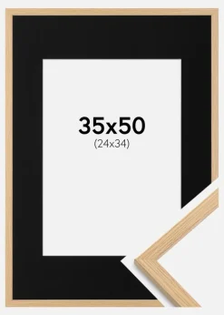 Ramme Galant Eg 35x50 cm - Passepartout Sort 25x35 cm