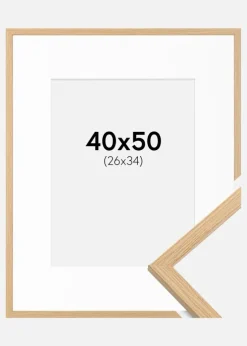 Ramme Galant Eg 40x50 cm - Passepartout Hvid 27x35 cm