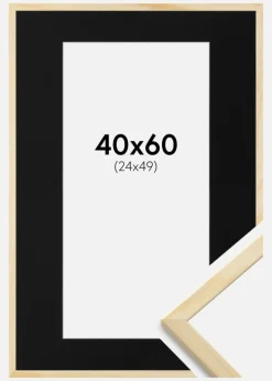 Ramme Galant Fyr 40x60 cm - Passepartout Sort 25x50 cm