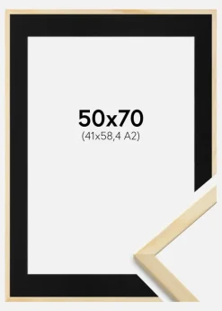 Ramme Galant Fyr 50x70 cm - Passepartout Sort 42x59,4 cm (A2)