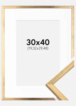 Ramme Galant Guld 30x40 cm - Passepartout Hvid 8x12 inches