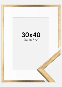 Ramme Galant Guld 30x40 cm - Passepartout Hvid 21x29,7 cm (A4)