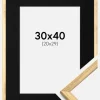 Ramme Galant Guld 30x40 cm - Passepartout Sort 21x30 cm