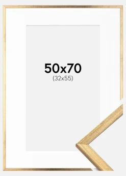 Ramme Galant Guld 50x70 cm - Passepartout Hvid 33x56 cm