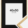 Ramme Galant Guld 40x50 cm - Passepartout Sort 28x35 cm