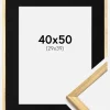 Ramme Galant Guld 40x50 cm - Passepartout Sort 30x40 cm