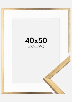 Ramme Galant Guld 40x50 cm - Passepartout Hvid 12x16 inches