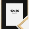 Ramme Galant Guld 40x50 cm - Passepartout Sort 27x35 cm