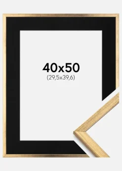 Ramme Galant Guld 40x50 cm - Passepartout Sort 12x16 inches