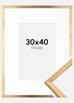 Ramme Galant Guld 30x40 cm - Passepartout Hvid 18x27 cm