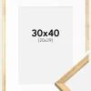 Ramme Galant Guld 30x40 cm - Passepartout Hvid 21x30 cm