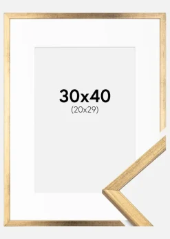 Ramme Galant Guld 30x40 cm - Passepartout Hvid 21x30 cm