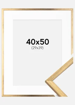 Ramme Galant Guld 40x50 cm - Passepartout Hvid 30x40 cm