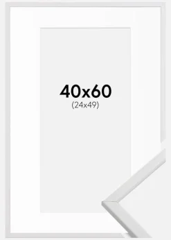 Ramme Galant Hvid 40x60 cm - Passepartout Hvid 25x50 cm