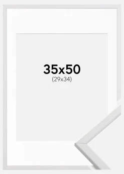 Ramme Galant Hvid 35x50 cm - Passepartout Hvid 30x35 cm