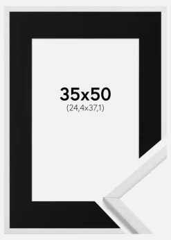 Ramme Galant Hvid 35x50 cm - Passepartout Sort 10x15 inches