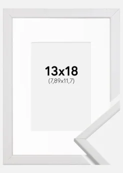 Ramme Galant Hvid 13x18 cm - Passepartout Hvid 3,5x5 inches