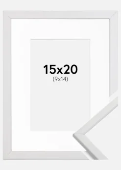 Ramme Galant Hvid 15x20 cm - Passepartout Hvid 10x15 cm