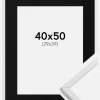 Ramme Galant Hvid 40x50 cm - Passepartout Sort 30x40 cm