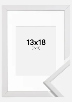 Ramme Galant Hvid 13x18 cm - Passepartout Hvid 10x12 cm