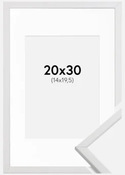 Ramme Galant Hvid 20x30 cm - Passepartout Hvid 15x21 cm (A5)