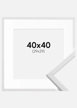 Ramme Galant Hvid 40x40 cm - Passepartout Hvid 30x30 cm