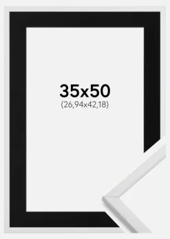 Ramme Galant Hvid 35x50 cm - Passepartout Sort 11x17 inches