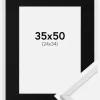 Ramme Galant Hvid 35x50 cm - Passepartout Sort 25x35 cm