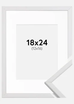 Ramme Galant Hvid 18x24 cm - Passepartout Hvid 13x17 cm