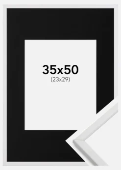 Ramme Galant Hvid 35x50 cm - Passepartout Sort 24x30 cm
