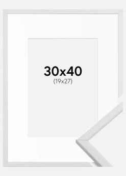 Ramme Galant Hvid 30x40 cm - Passepartout Hvid 20x28 cm