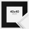 Ramme Galant Hvid 40x40 cm - Passepartout Sort 25x25 cm