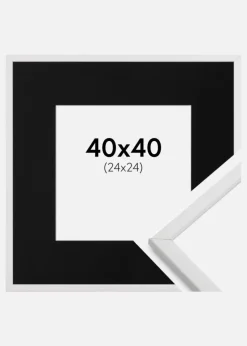 Ramme Galant Hvid 40x40 cm - Passepartout Sort 25x25 cm