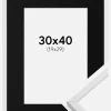 Ramme Galant Hvid 30x40 cm - Passepartout Sort 20x30 cm