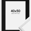 Ramme Galant Hvid 40x50 cm - Passepartout Sort 29,7x42 cm (A3)